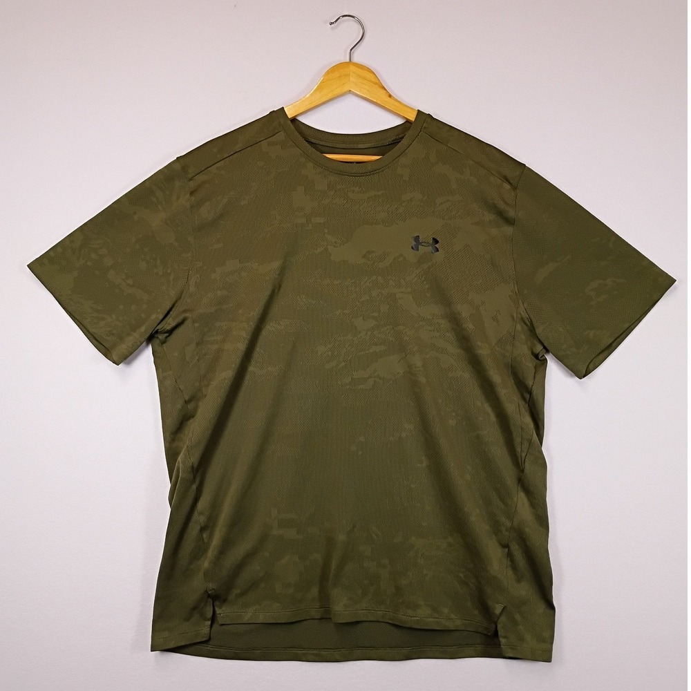 Tactical Camo Under Armour Mens Large Green Short Sleeve Loose Fit Active Tee